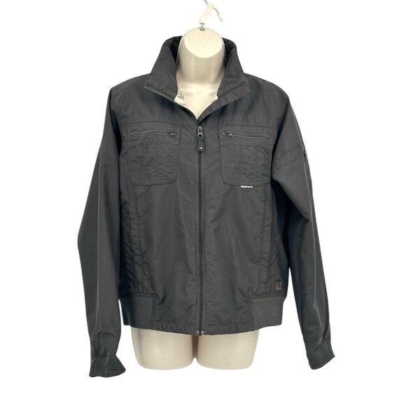 Columbia Womens Convert Bomer Utility Jacket Sz Medium Gray Canvas Fleece Lined - Picture 1 of 8